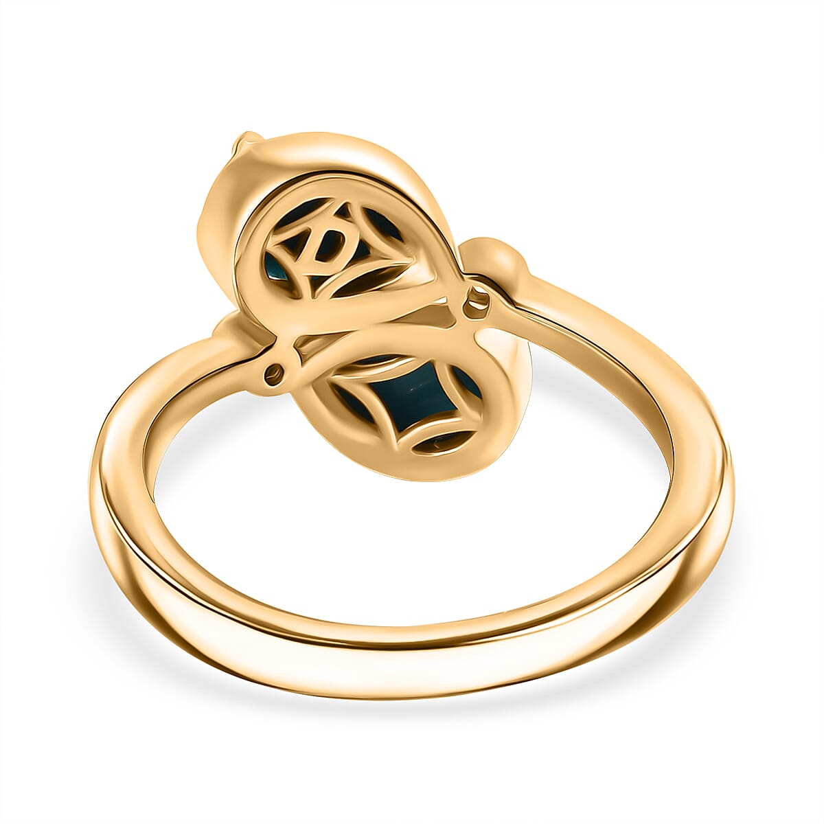 D'joy Sleeping Beauty Turquoise &amp; White Zircon Ring in Yellow Gold Plating Sterling Silver 1.33 Ct. 8227401 4