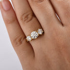 D'joy Moissanite 3 Stone Ring in 14K Yellow Gold Plated Sterling Silver 1.80 Ct.