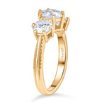 D'joy Moissanite 3 Stone Ring in 14K Yellow Gold Plated Sterling Silver 1.80 Ct.