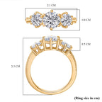 D'joy Moissanite 3 Stone Ring in 14K Yellow Gold Plated Sterling Silver 1.80 Ct.