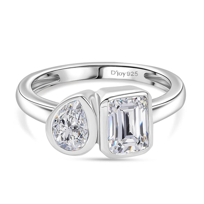 Djoy Moissanite Solitaire Ring in Rhodium Overlay Sterling Silver 1.89 Ct. V32672863 1