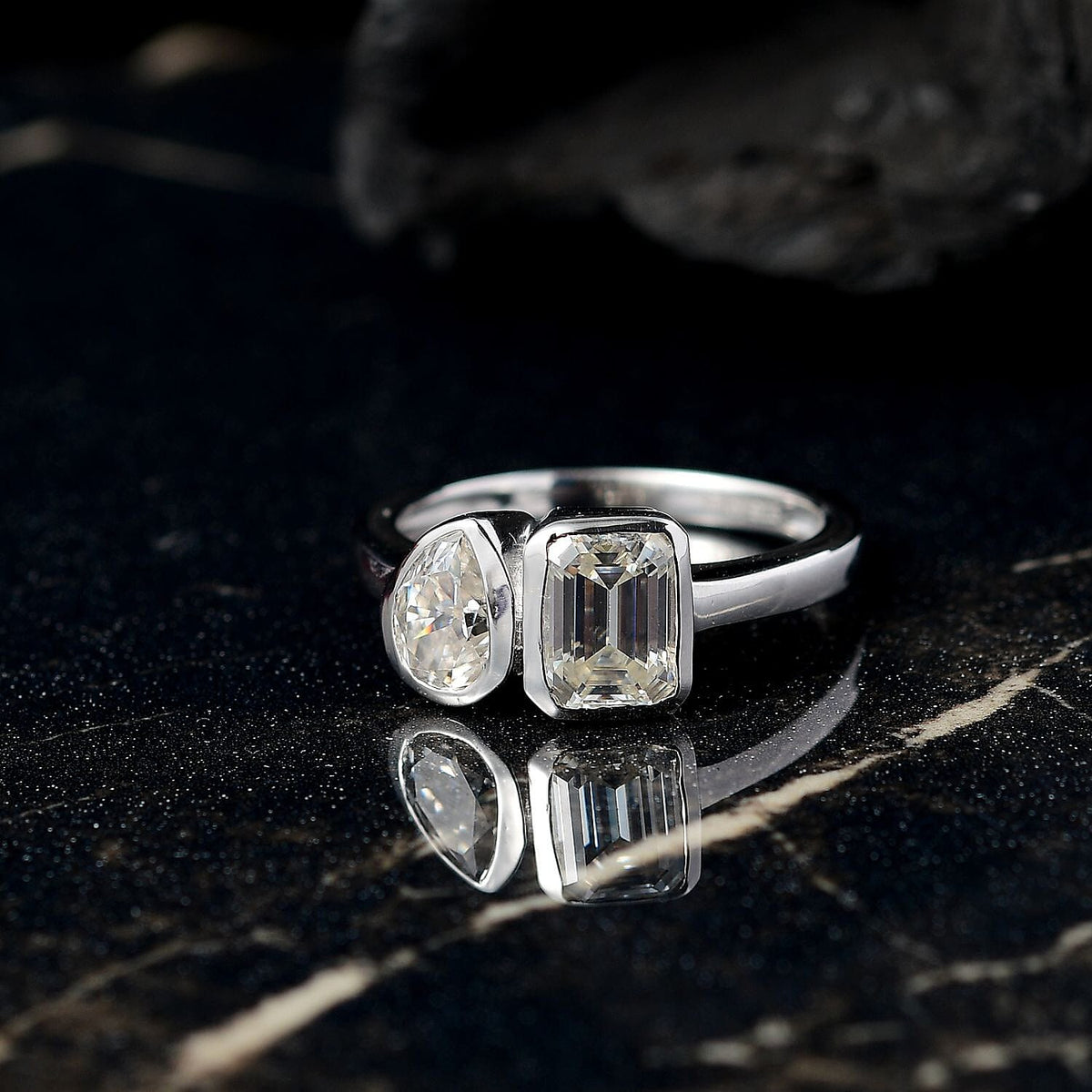 Djoy Moissanite Solitaire Ring in Rhodium Overlay Sterling Silver 1.89 Ct. V32564086 2