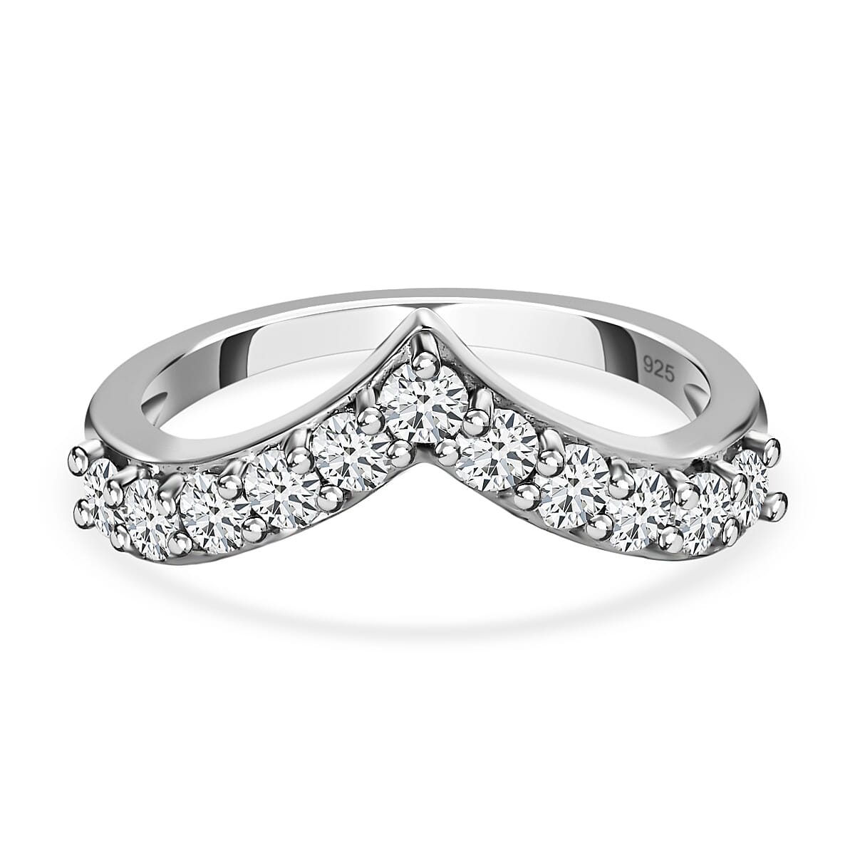 D'joy Moissanite Wishbone Ring in Platinum Sterling Silver V32654246 0