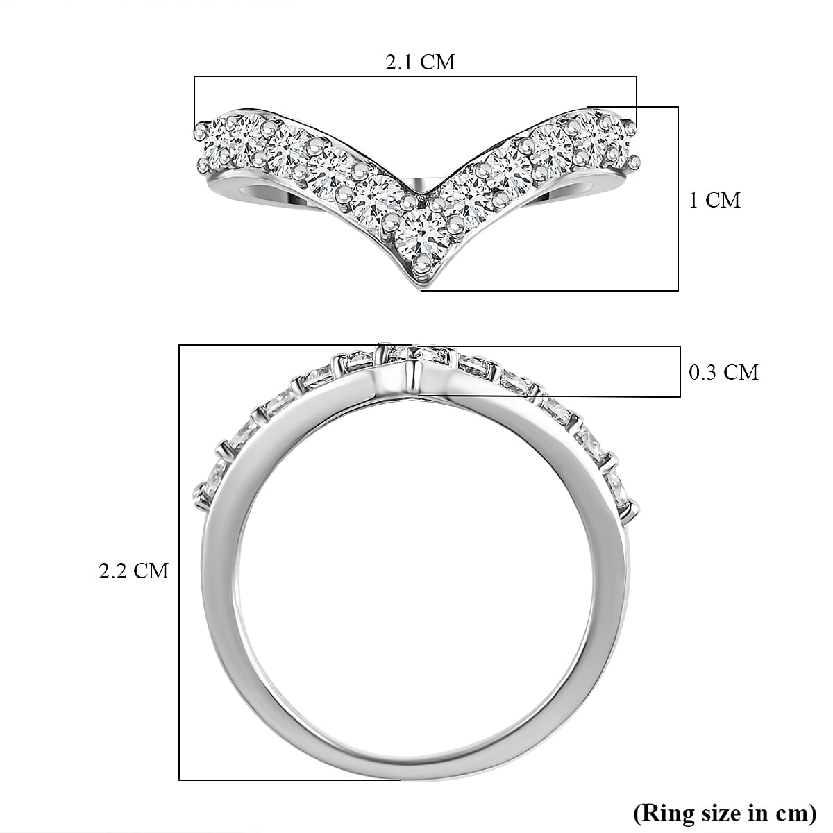 D'joy Moissanite Wishbone Ring in Platinum Sterling Silver V32654246 6