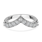 D'Joy Moissanite Wishbone Ring in Platinum Overlay Sterling Silver
