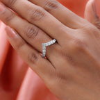 D'Joy Moissanite Wishbone Ring in Platinum Overlay Sterling Silver