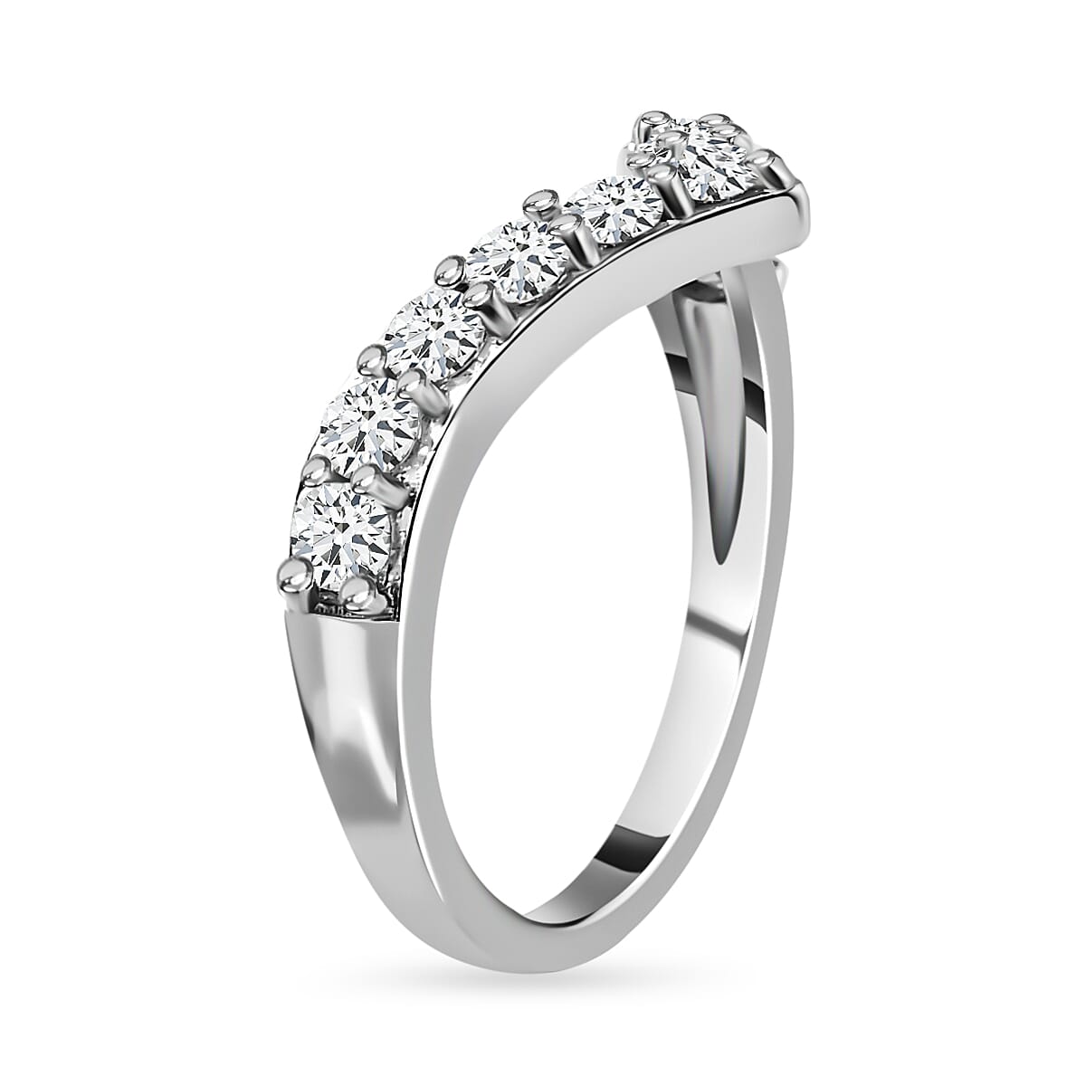 D'joy Moissanite Wishbone Ring in Platinum Sterling Silver V32651075 4
