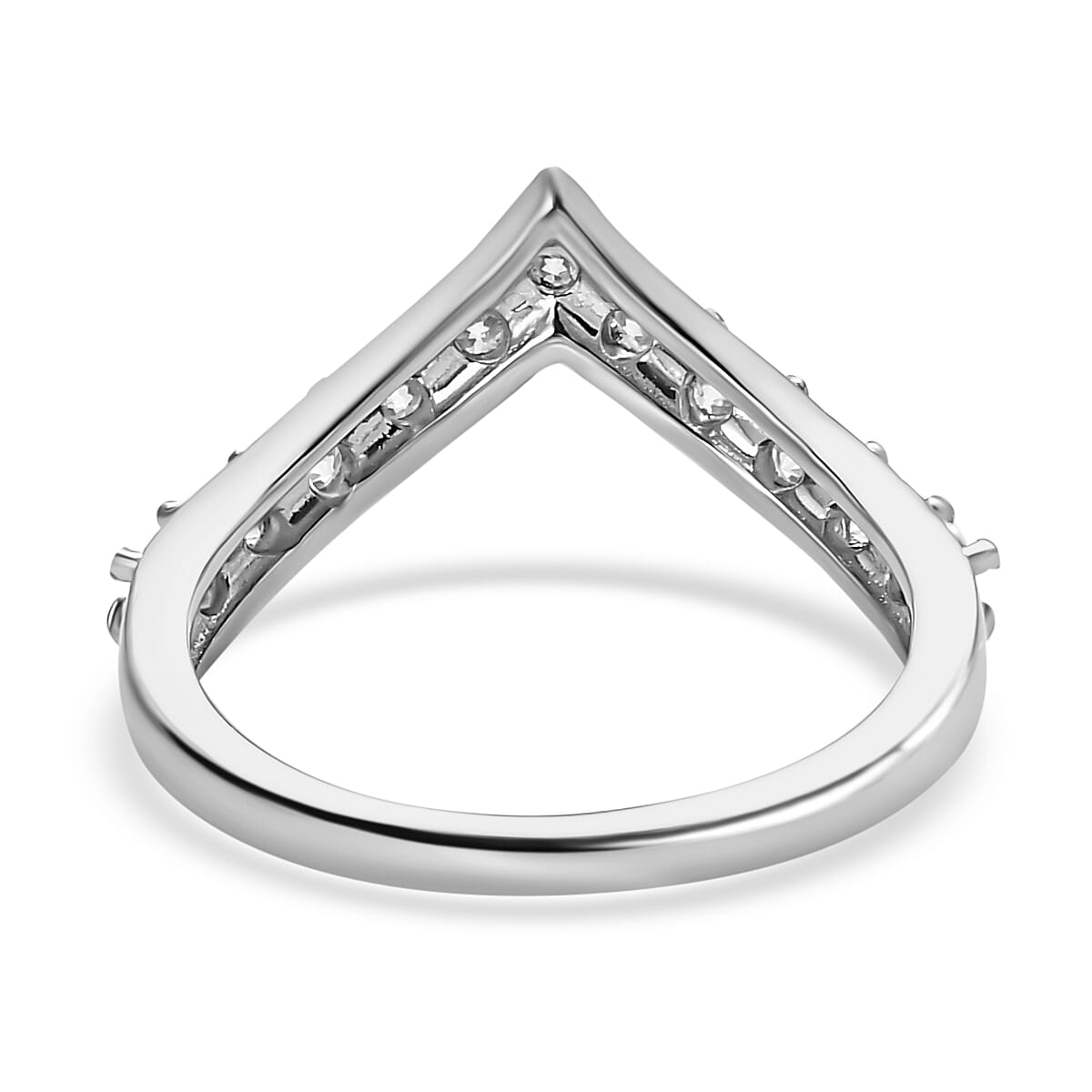 D'joy Moissanite Wishbone Ring in Platinum Sterling Silver V32651075 5