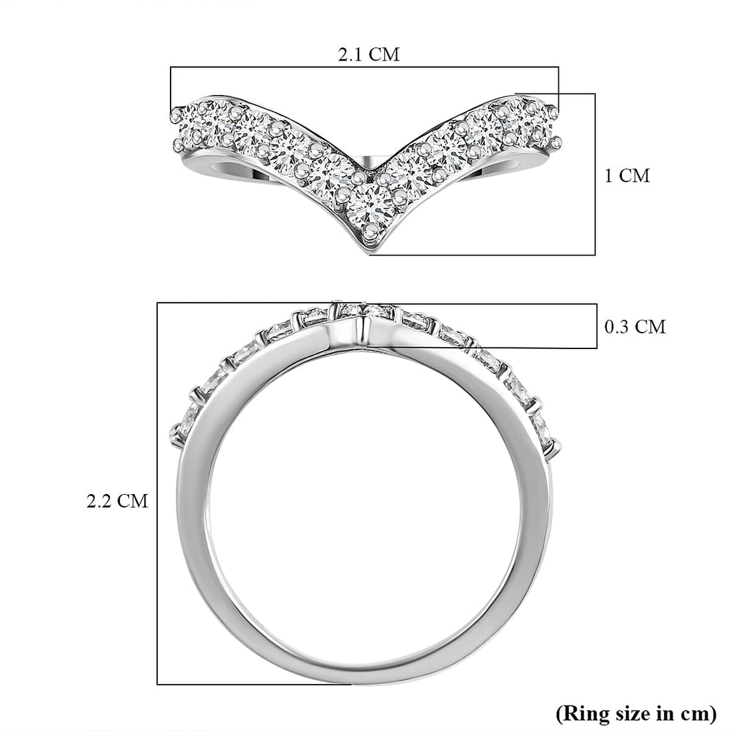 D'Joy Moissanite Wishbone Ring in Platinum Overlay Sterling Silver