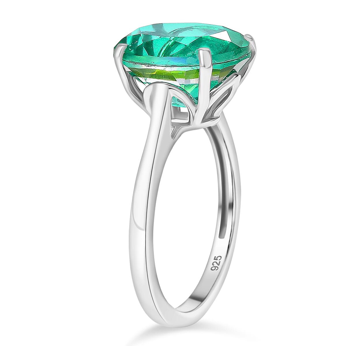 Dâ€™joy Peacock Triplet Quartz Solitaire Ring in Platinum Overlay Sterling Silver 4.89 Ct. 8179046 3
