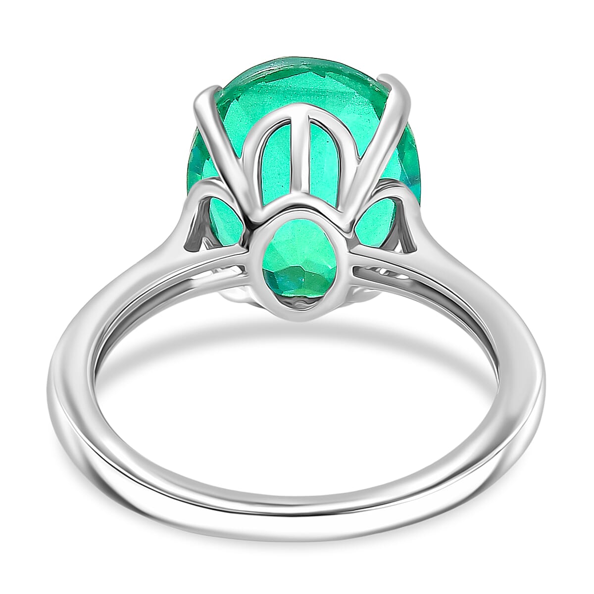 Dâ€™joy Peacock Triplet Quartz Solitaire Ring in Platinum Overlay Sterling Silver 4.89 Ct. 8179046 4