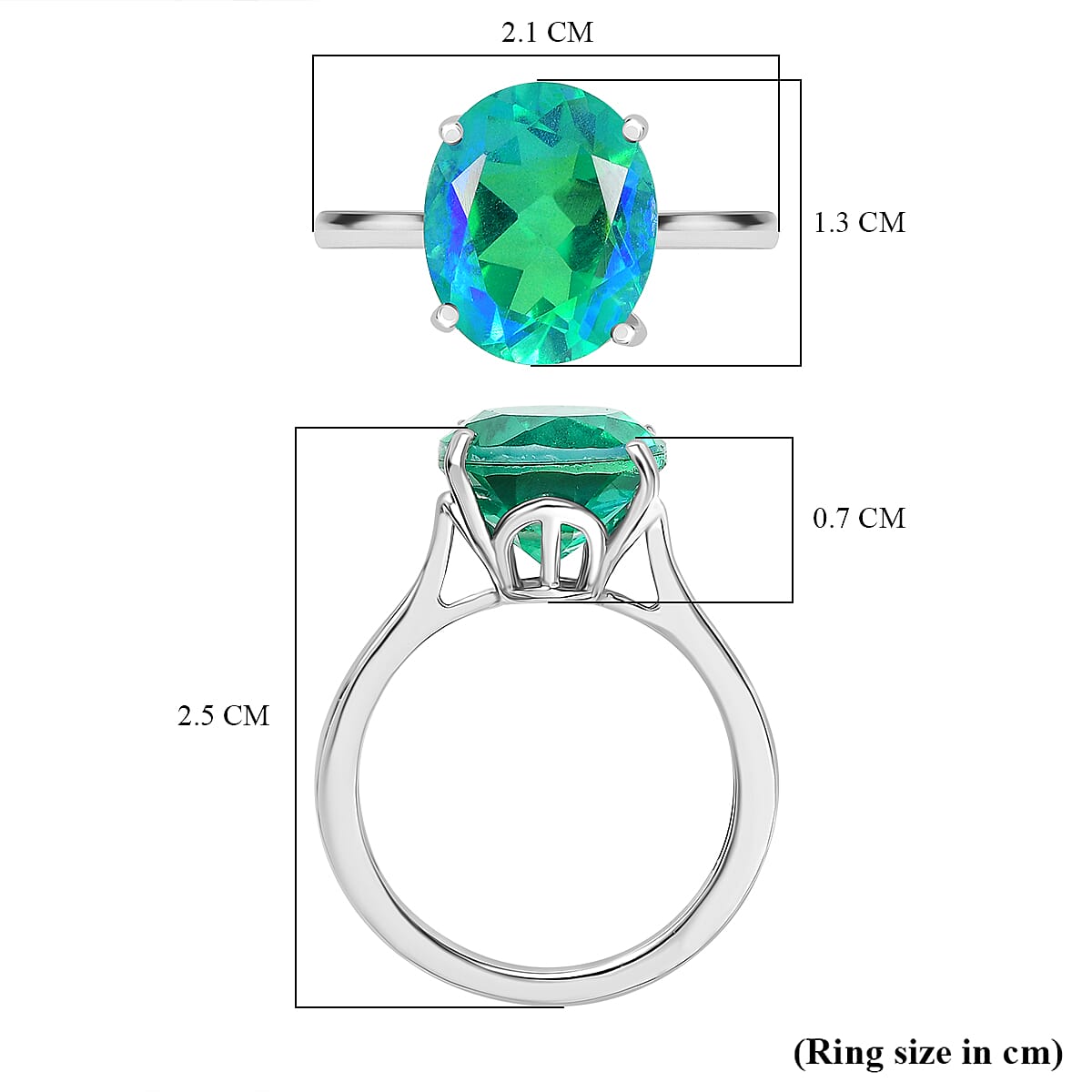 Dâ€™joy Peacock Triplet Quartz Solitaire Ring in Platinum Overlay Sterling Silver 4.89 Ct. 8179046 5
