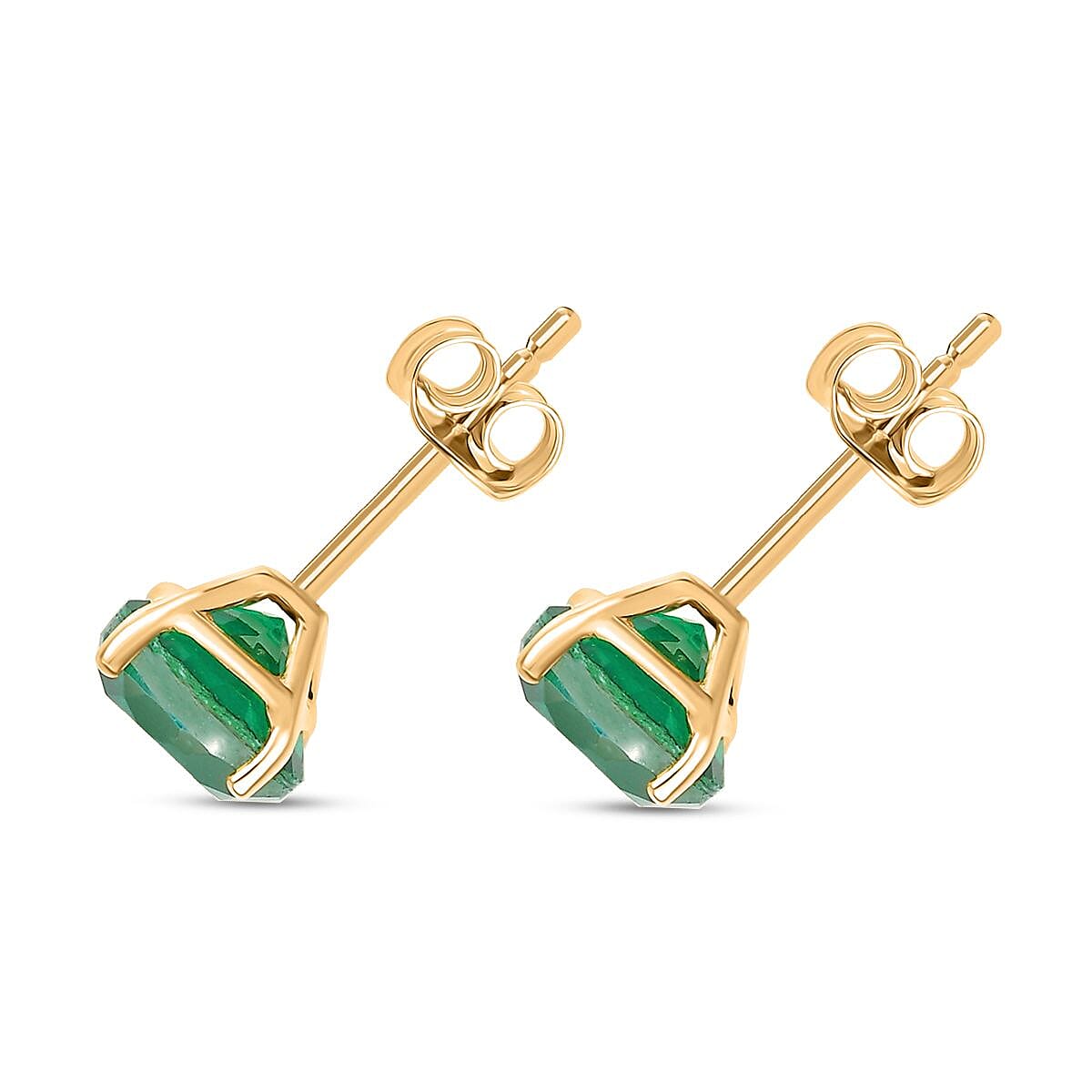 D'joy Peacock Triplet Quartz Solitaire Stud Push Post Earring in 14K Yellow Gold Plated Sterling Silver 2.73 Ct. 8194129 4