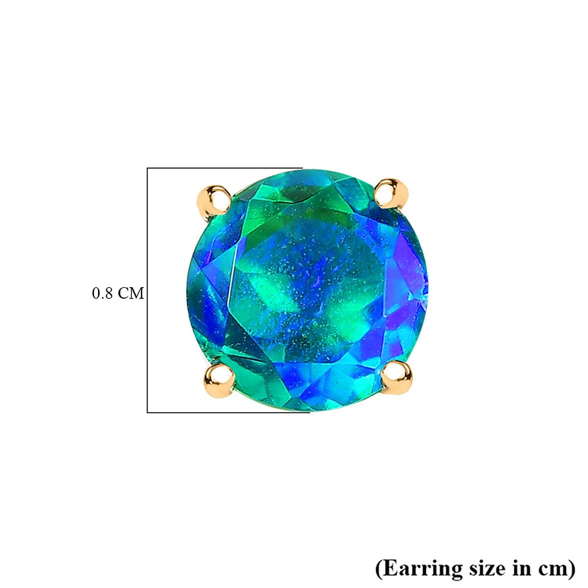 D'joy Peacock Triplet Quartz Solitaire Stud Push Post Earring in 14K Yellow Gold Plated Sterling Silver 2.73 Ct. 8194129 5