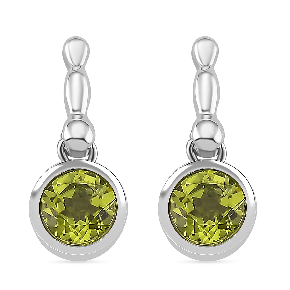 D'joy Peridot Earring with Push Back in Rhodium Overlay Sterling Silver 1.84 Ct. 8221433 0