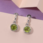 D'joy Peridot Earring with Push Back in Rhodium Overlay Sterling Silver 1.84 Ct.