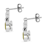 D'joy Peridot Earring with Push Back in Rhodium Overlay Sterling Silver 1.84 Ct.