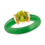 D'joy Peridot & Green Jade Ring in 18K Yellow Gold Plating Sterling Silver 10.45 Ct.