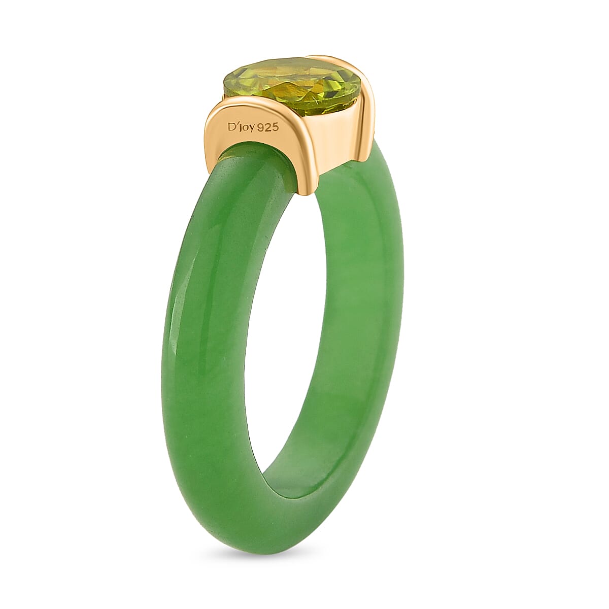 D'joy Peridot &amp; Green Jade Ring in 18K Yellow Gold Plating Sterling Silver 10.45 Ct. 8221405 2