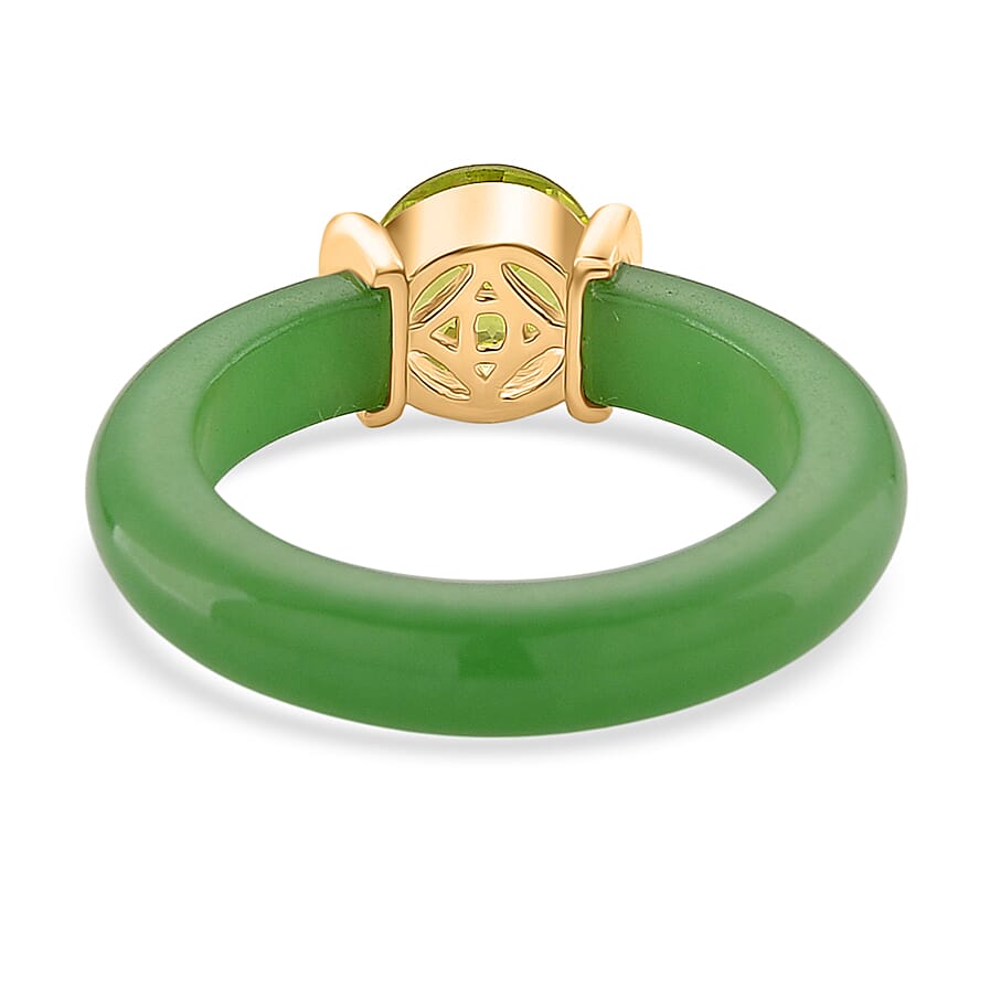 D'joy Peridot &amp; Green Jade Ring in 18K Yellow Gold Plating Sterling Silver 10.45 Ct. 8221405 3