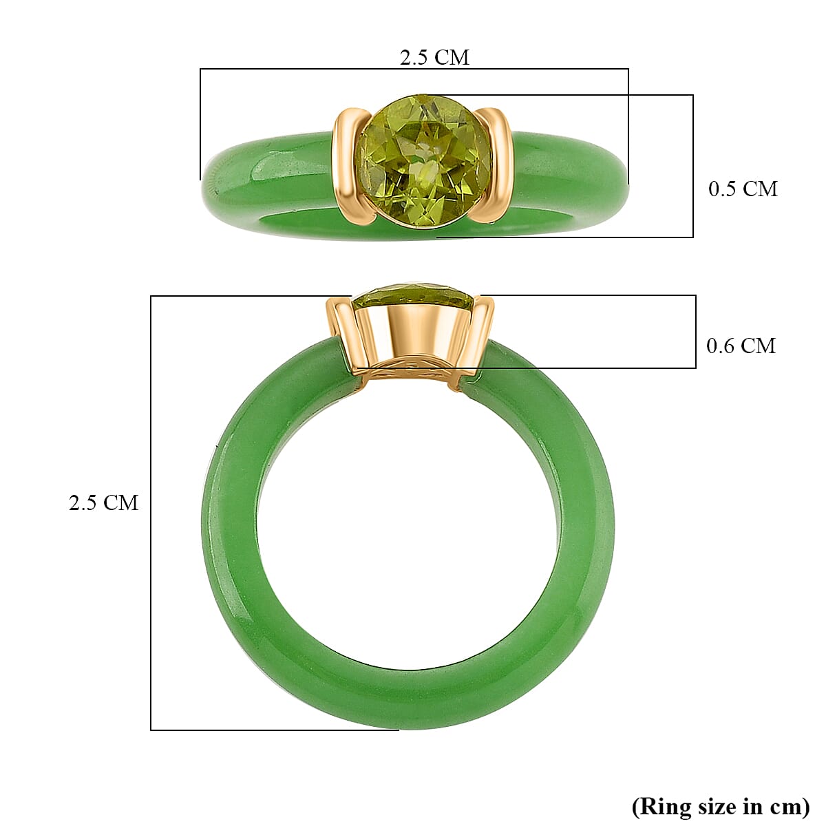D'joy Peridot &amp; Green Jade Ring in 18K Yellow Gold Plating Sterling Silver 10.45 Ct. 8221405 4
