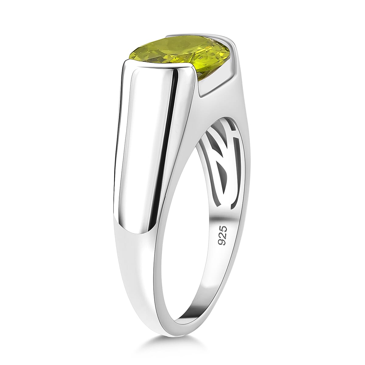 D'joy Peridot Solitaire Ring in Rhodium Overlay Sterling Silver 3.55 Ct. 8221394 2