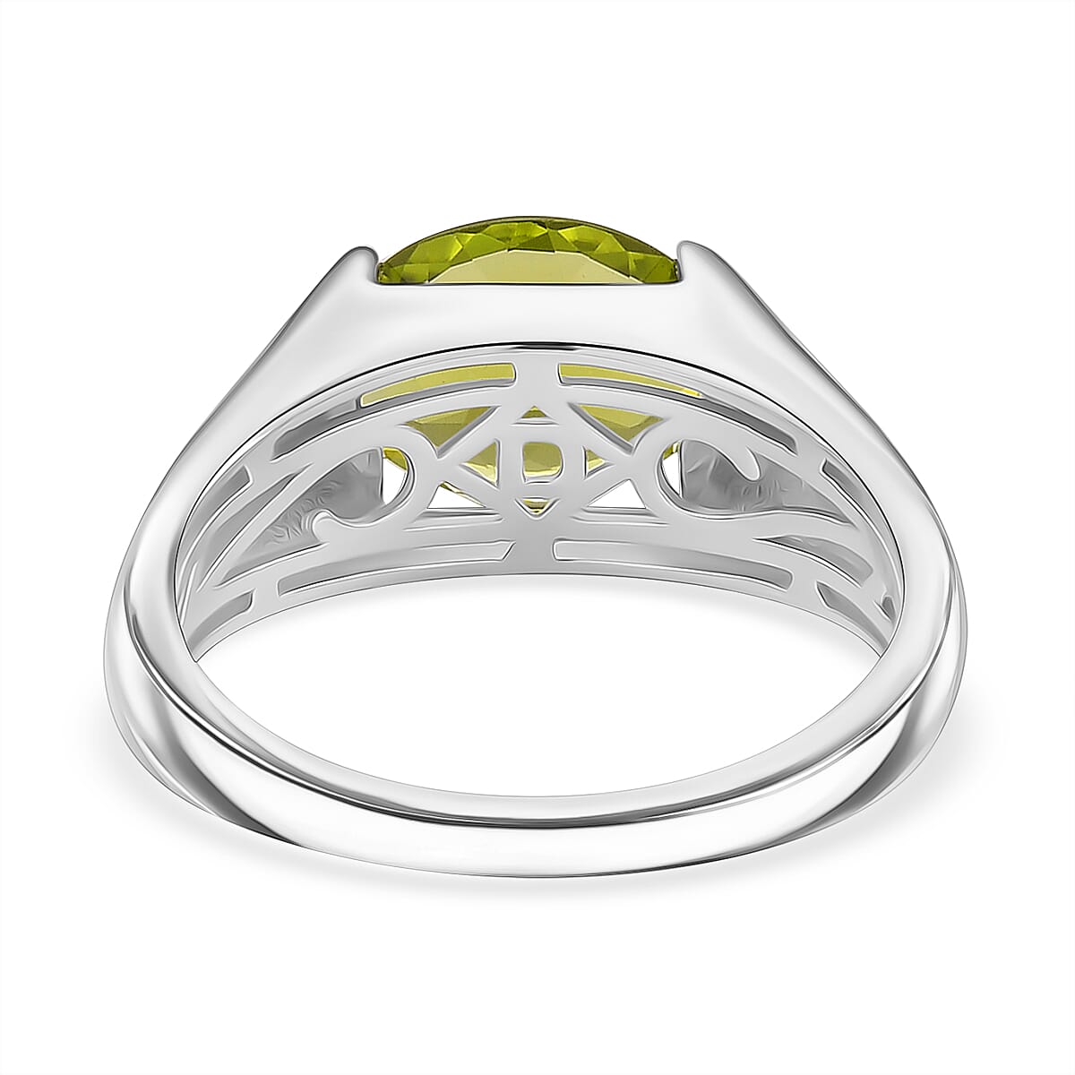 D'joy Peridot Solitaire Ring in Rhodium Overlay Sterling Silver 3.55 Ct. 8221394 3
