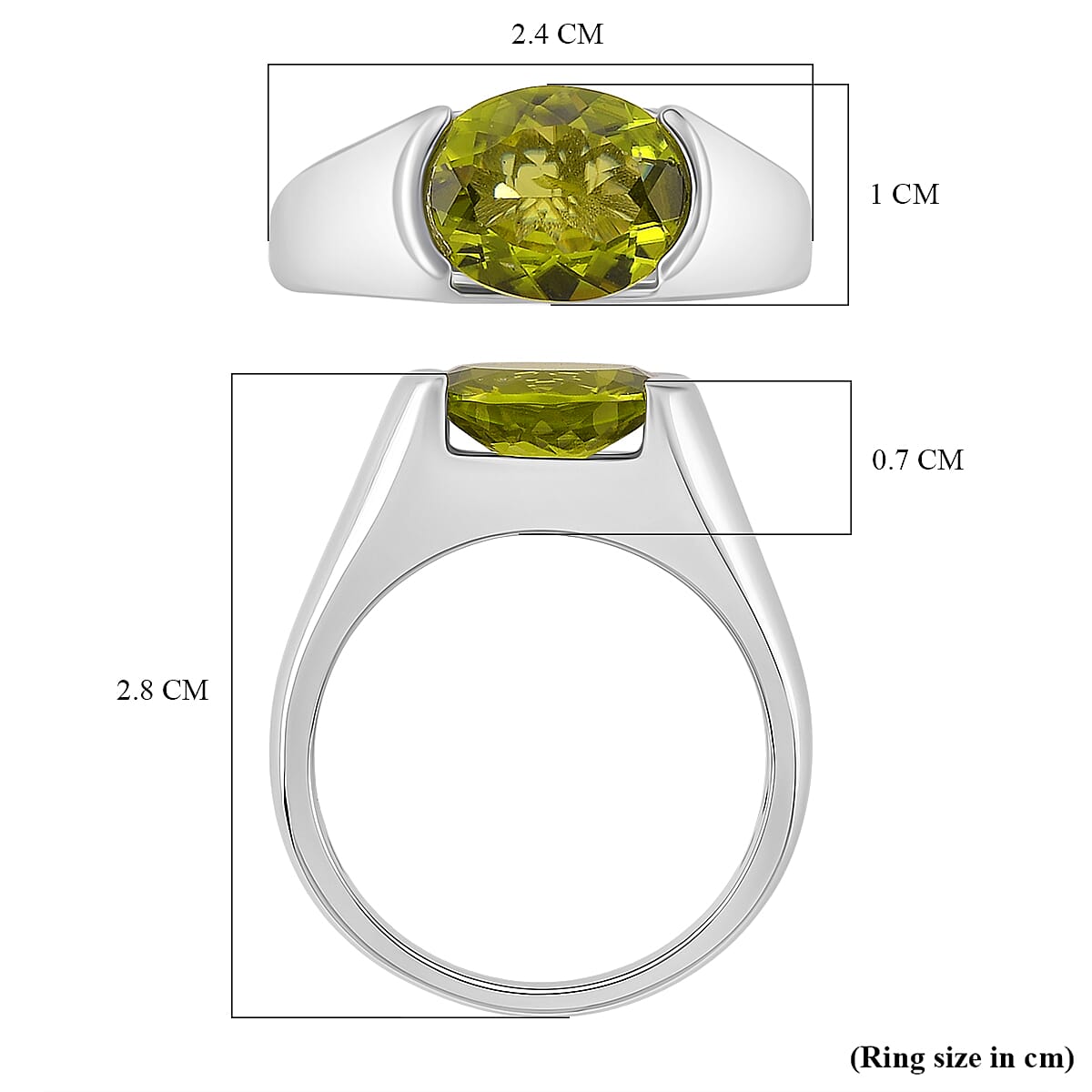 D'joy Peridot Solitaire Ring in Rhodium Overlay Sterling Silver 3.55 Ct. 8221394 4