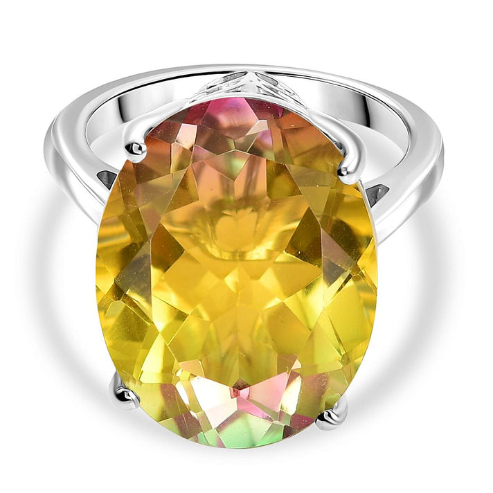 D'joy Rainbow Genesis Quartz Solitaire Sunbeam Oasis Ring in Rhodium Overlay Sterling Silver 18.12 Ct. 8186828 1