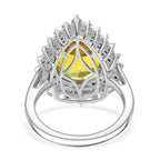 D'joy Rainbow Genesis Quartz & White Zircon Gleaming Blossom Ring in Rhodium Overlay Sterling Silver 6.47 Ct.