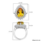 D'joy Rainbow Genesis Quartz & White Zircon Gleaming Blossom Ring in Rhodium Overlay Sterling Silver 6.47 Ct.