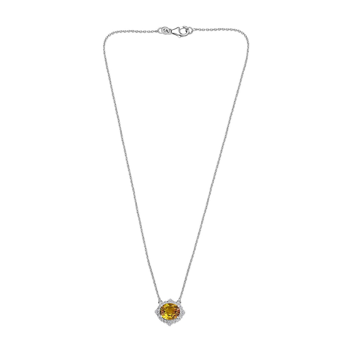 D'joy Rainbow Genesis Quartz &amp; White Zircon Floral Embrace Necklace (Size - 20) in Rhodium Overlay Sterling Silver 5.58 Ct. 8181263 4