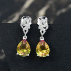 D'Joy Rainbow Genesis Quartz & White Zircon Stud Push Post Earring in Rhodium Overlay Sterling Silver 4.52 Ct.