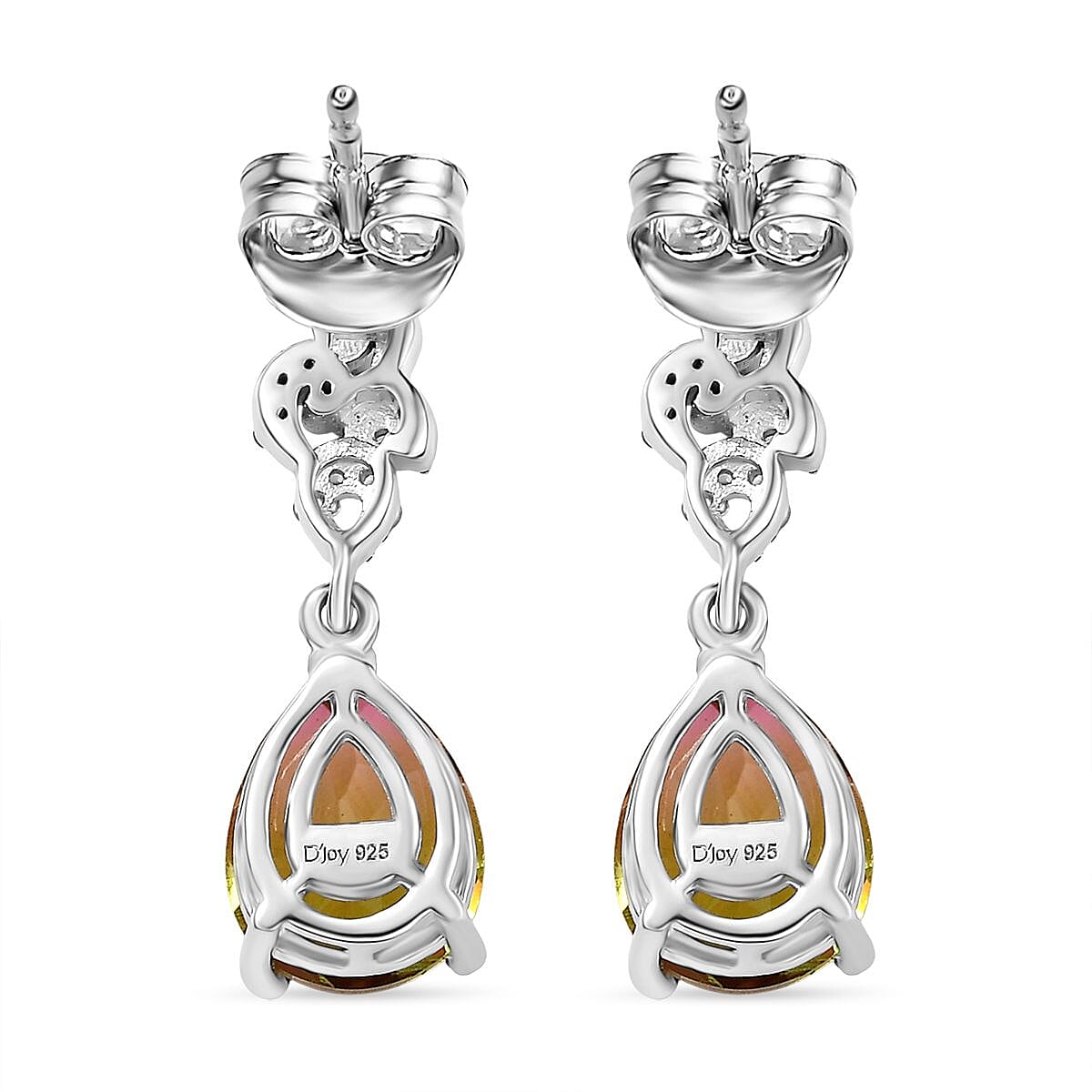 D'Joy Rainbow Genesis Quartz &amp; White Zircon Stud Push Post Earring in Rhodium Overlay Sterling Silver 4.52 Ct. 8181319 5