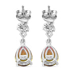D'Joy Rainbow Genesis Quartz & White Zircon Stud Push Post Earring in Rhodium Overlay Sterling Silver 4.52 Ct.