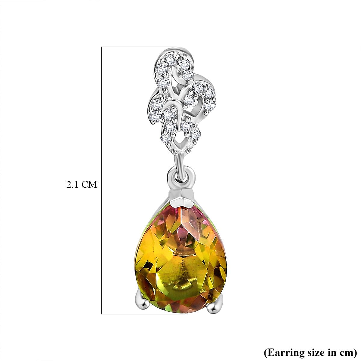 D'Joy Rainbow Genesis Quartz &amp; White Zircon Stud Push Post Earring in Rhodium Overlay Sterling Silver 4.52 Ct. 8181319 6