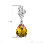 D'Joy Rainbow Genesis Quartz & White Zircon Stud Push Post Earring in Rhodium Overlay Sterling Silver 4.52 Ct.