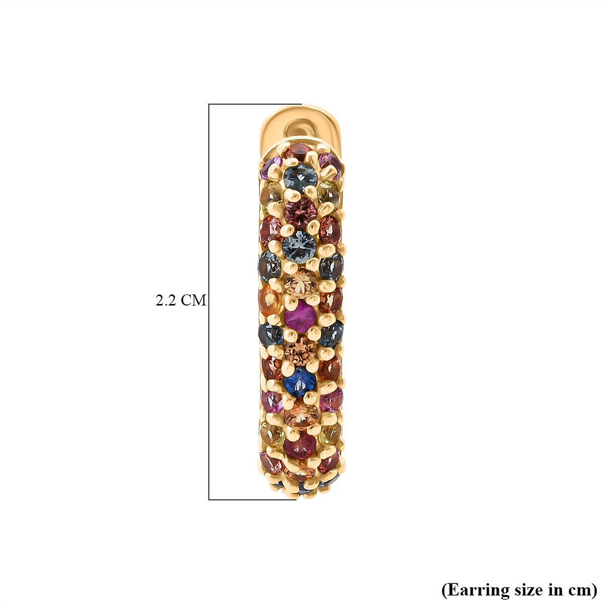 Rainbow Sapphire Earring with Hoop in Yellow Gold Plated Sterling Silver 2.20 Ct, Silver Wt. 6.30 Gms. 8257473 5