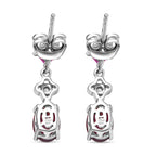Djoy Orissa Rhodolite Garnet & White Zircon Dangling Earring with Push Back in Rhodium Overlay Sterling Silver 2.30 Ct.