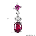 Djoy Orissa Rhodolite Garnet & White Zircon Dangling Earring with Push Back in Rhodium Overlay Sterling Silver 2.30 Ct.