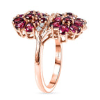 D'joy Orissa Rhodolite Garnet & White Zircon Ring in 18K Rose Gold Plating Sterling Silver 4.51 Ct, Silver Wt. 5.35 Gms.
