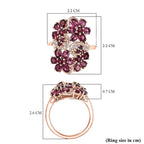 D'joy Orissa Rhodolite Garnet & White Zircon Ring in 18K Rose Gold Plating Sterling Silver 4.51 Ct, Silver Wt. 5.35 Gms.