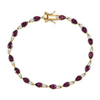 Djoy Orissa Rhodolite Garnet & White Zircon Line Bracelet (Size - 8) 18K Yellow Gold Plating Sterling Silver 11.12 Ct