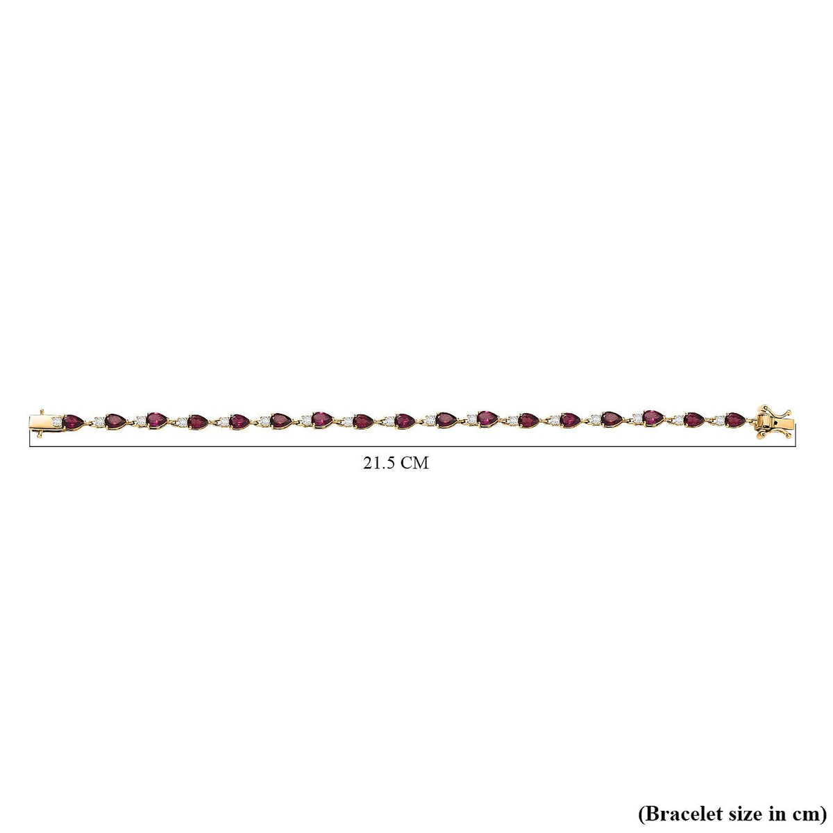 Djoy Orissa Rhodolite Garnet, White Zircon Line Bracelet 1 Row (Size - 7.5) with GB Lock Box in Yellow Gold Plated Sterling Silver 10.04 Ct. 8221347 5
