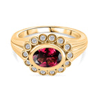 Djoy Rhodolite Garnet & White Zircon Ring in 18K Yelow Gold Plating Sterling Silver 1.84 Ct.