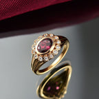 Djoy Rhodolite Garnet & White Zircon Ring in 18K Yelow Gold Plating Sterling Silver 1.84 Ct.