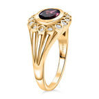 Djoy Rhodolite Garnet & White Zircon Ring in 18K Yelow Gold Plating Sterling Silver 1.84 Ct.
