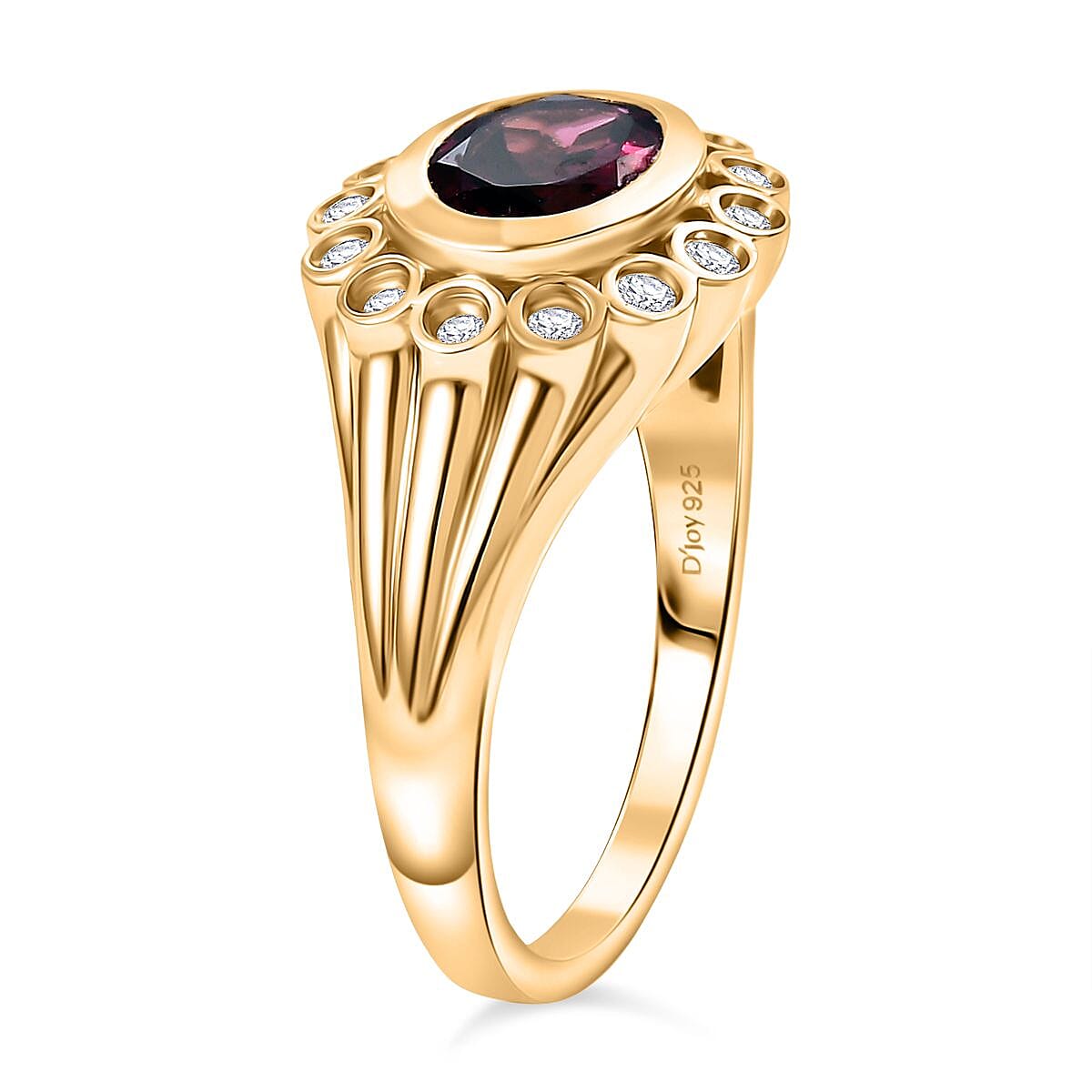 Djoy Rhodolite Garnet &amp; White Zircon Ring in 18K Yelow Gold Plating Sterling Silver 1.84 Ct. 8211331 3