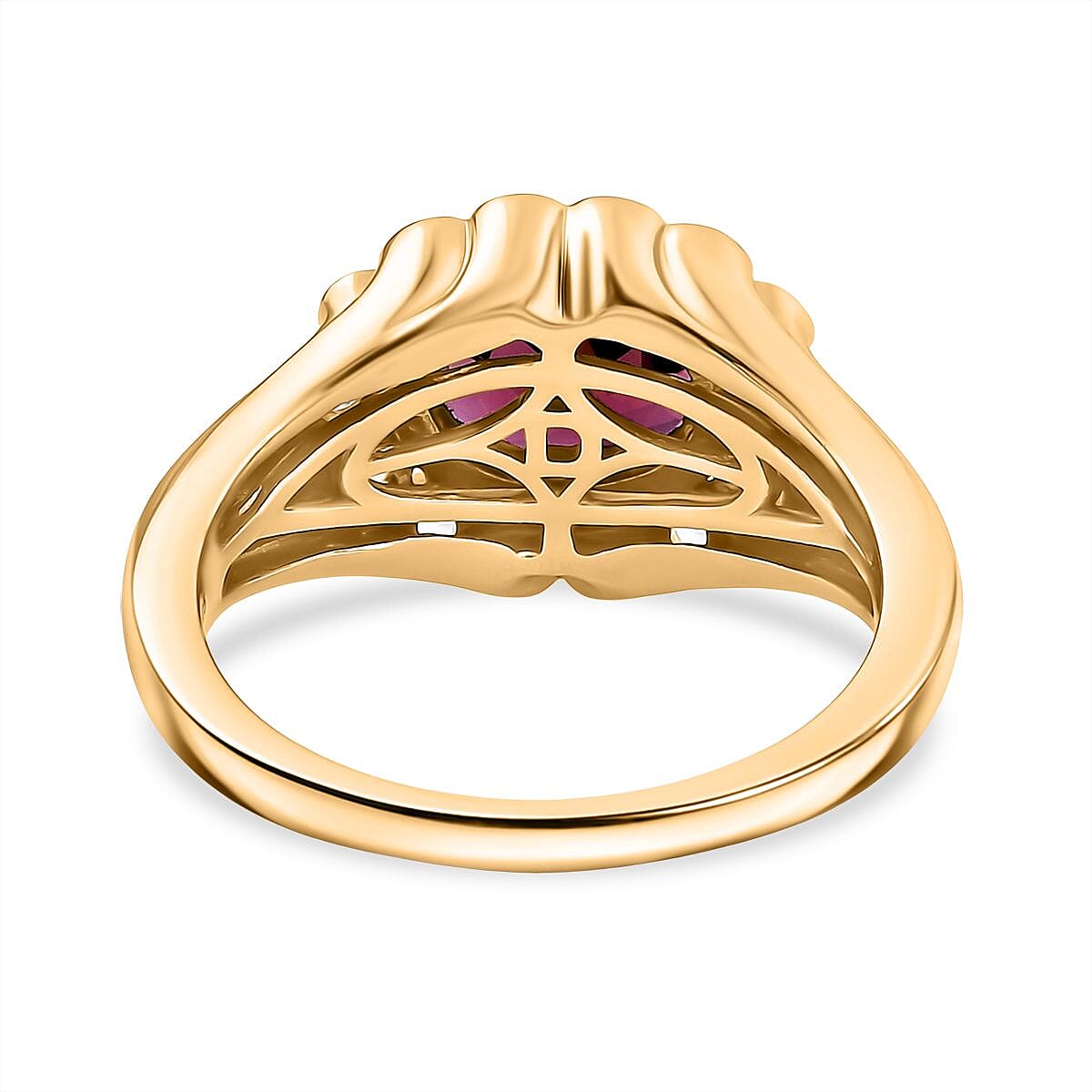 Djoy Rhodolite Garnet &amp; White Zircon Ring in 18K Yelow Gold Plating Sterling Silver 1.84 Ct. 8211331 4