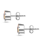 Djoy Orissa Rhodolite Garnet & White Zircon Stud Push Post Earring in Tri Colour Plating Sterling Silver 1.34 Ct.